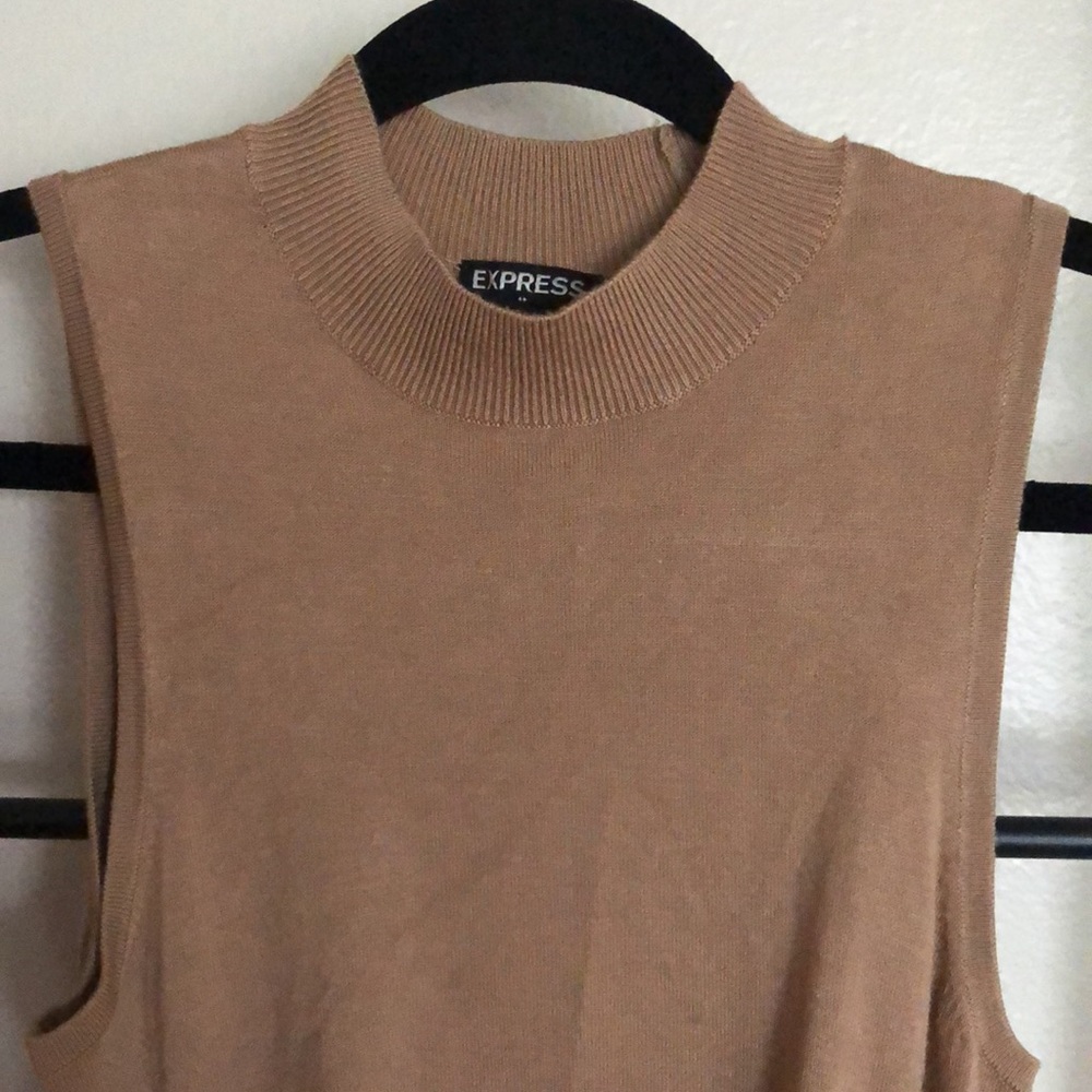 Express Tan Rouched Midi Dress! - Picture 3 of 4